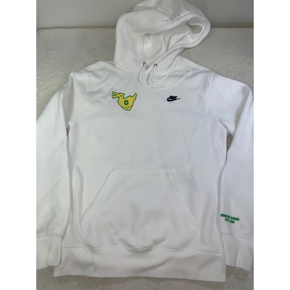 Nike Oregon‎ Ducks Cheer Hoodie White Pixel Duck Logo Sweatshirt Unisex Small